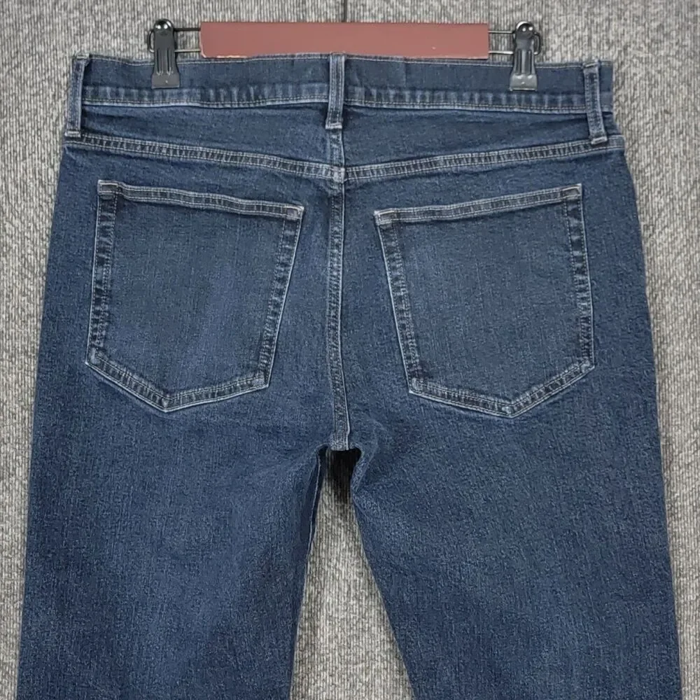 J Crew Jeans Mens 32x30* Blue Dark Wash Flex Straight Leg Stretch Denim